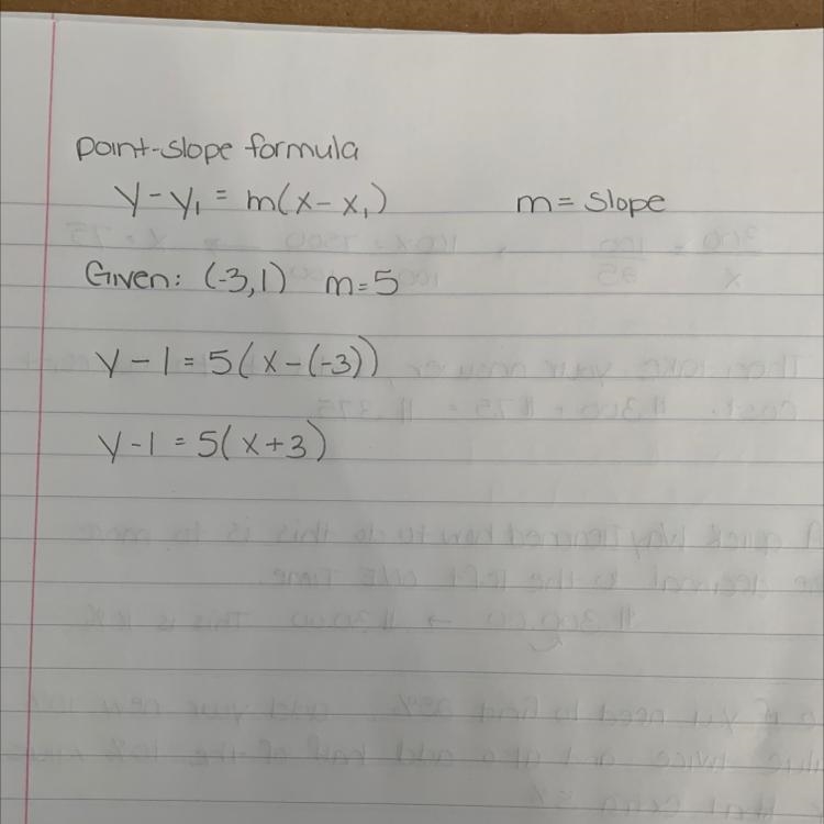 Write an equation in point-slope form of the line that passes through the given point-example-1