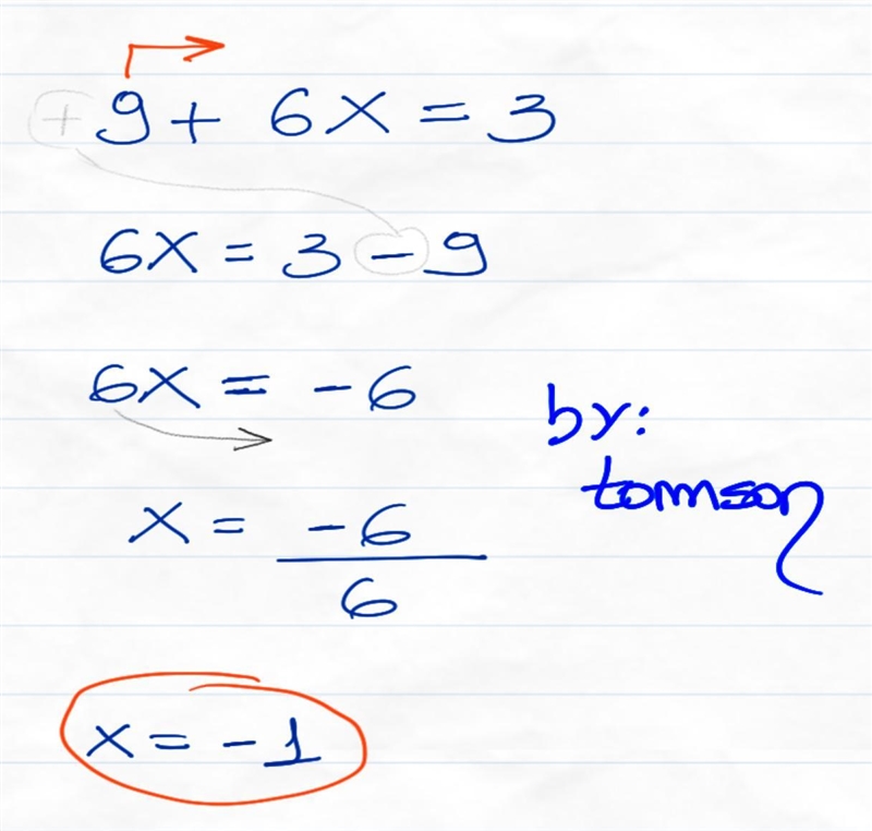 9 more than 6 times a number is 3-example-1