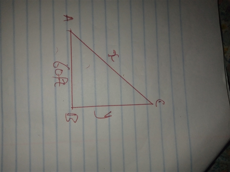 A flagpole is supported by a wire fastened 60 feet from its base. The wire is longer-example-1