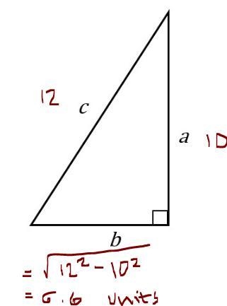 One leg of a right triangle is 10 units, and its hypotenuse is 12 units, What is the-example-1