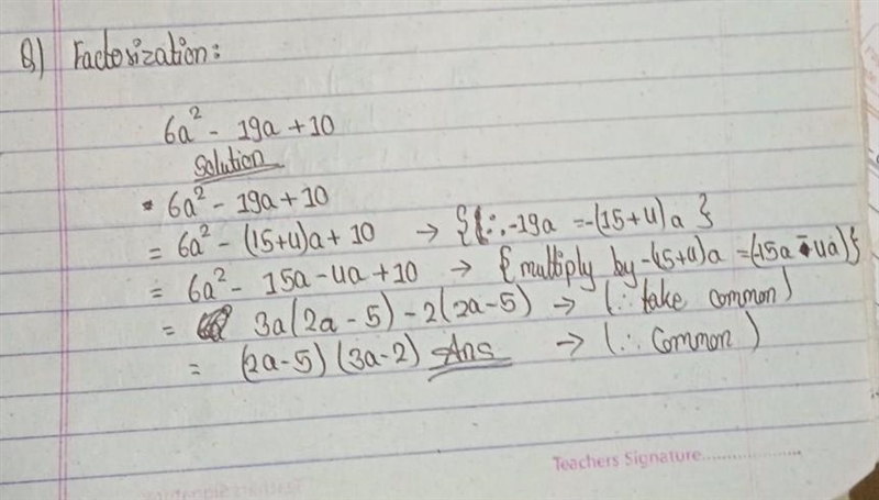 What is the factor of 6a2 – 19a + 10 ???-example-1