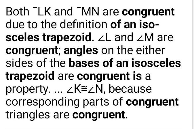 THIS IS URGENT, PLEASE ANSWER ASAP! In an isosceles trapezoid, how do you prove the-example-1