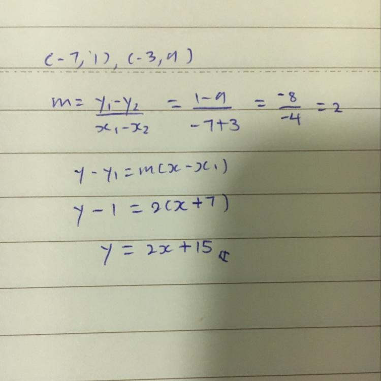 What is an equation in point-slope form of the line that passes through (-7,1) and-example-1