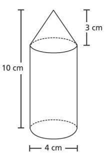 The object below was made by placing a cone on top of a cylinder.The base of the cone-example-1