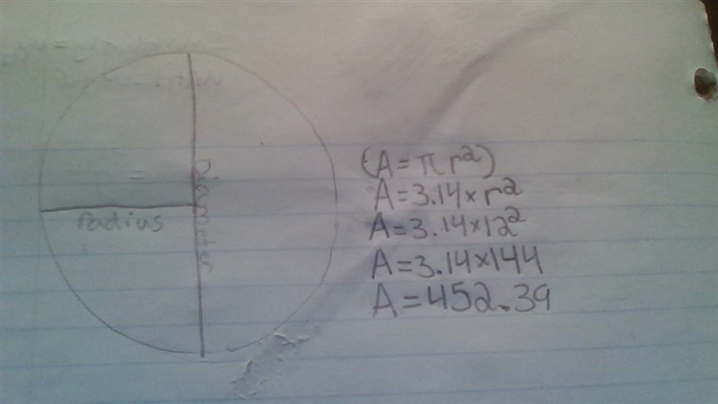 Find the area of a circle with radius = 12cm give your answer rounded to 3SF-example-1