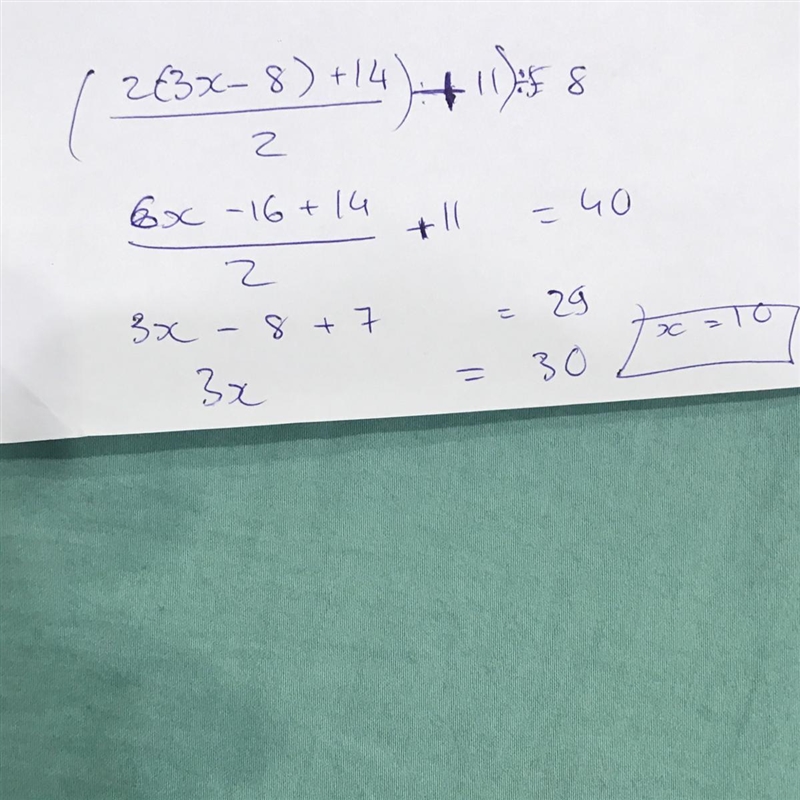 Sally is thinking of a number, she multiplied this number by 3, subtracted 8, and-example-1