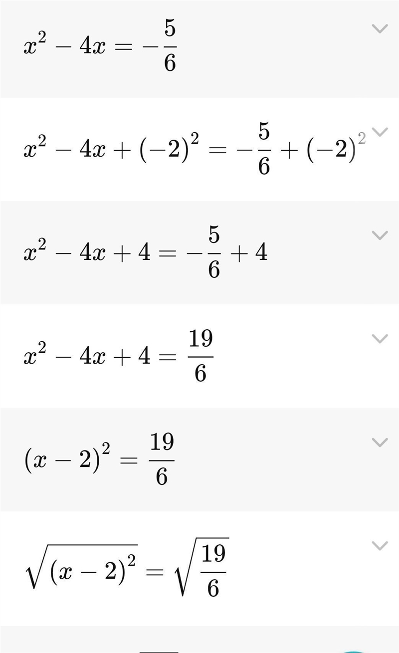 Determine the missing step for solving the quadratic equation by completing the square-example-2