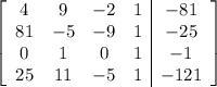 Four points on an ellipse are (9, -2), (-5, -9), (1, 0), and (11, -5). Use matrices-example-1