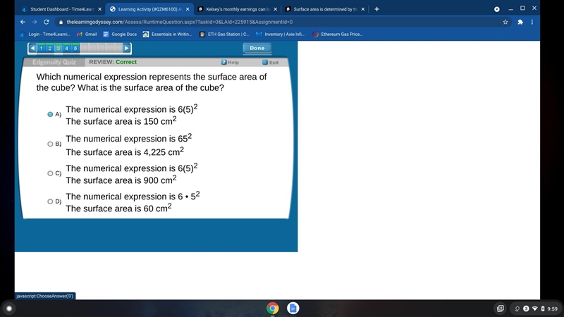 Surface area is determined by the following formula: where s represents the side length-example-1