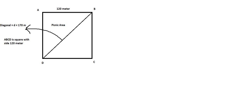 A community is building a square park with sides that measure 120 meters. To separate-example-1