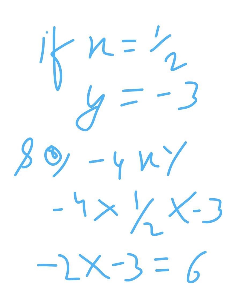 Evaluate the expression when x = ½ and y = -3 Equation: −4xy-example-1