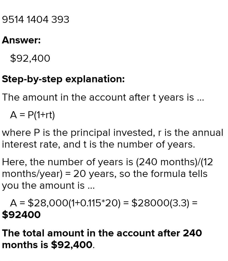 When Melissa was born, her parents put $28,000 into a college fund account that earned-example-1