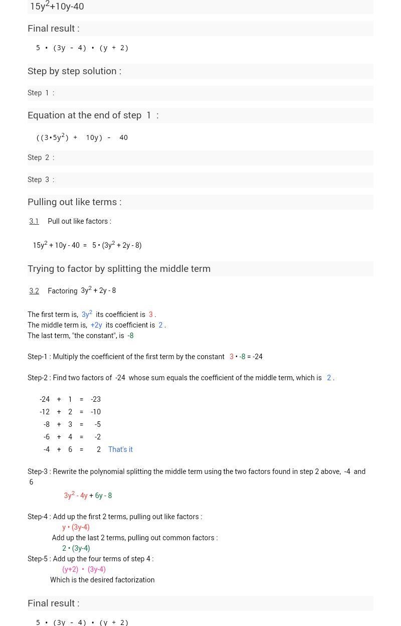 Factor 15y2 + 10y − 40.-example-1