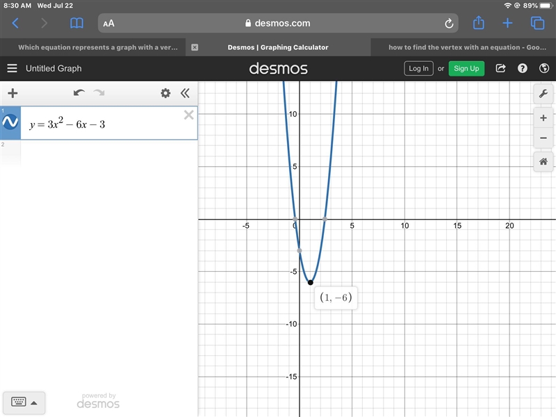 Which equation represents a graph with a vertex at (-1,6)?-example-1