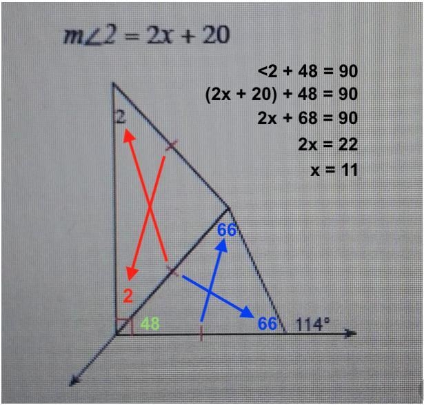 Find the value of x. m<2 = 2x + 20​-example-1