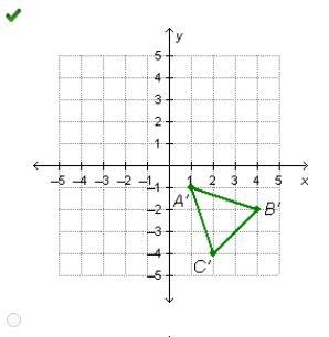 Catherine reflected the triangle across the x axis. What is the new triangle?-example-1