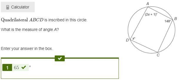 Quadrilateral ABCD ​ is inscribed in this circle. What is the measure of angle A? Enter-example-4