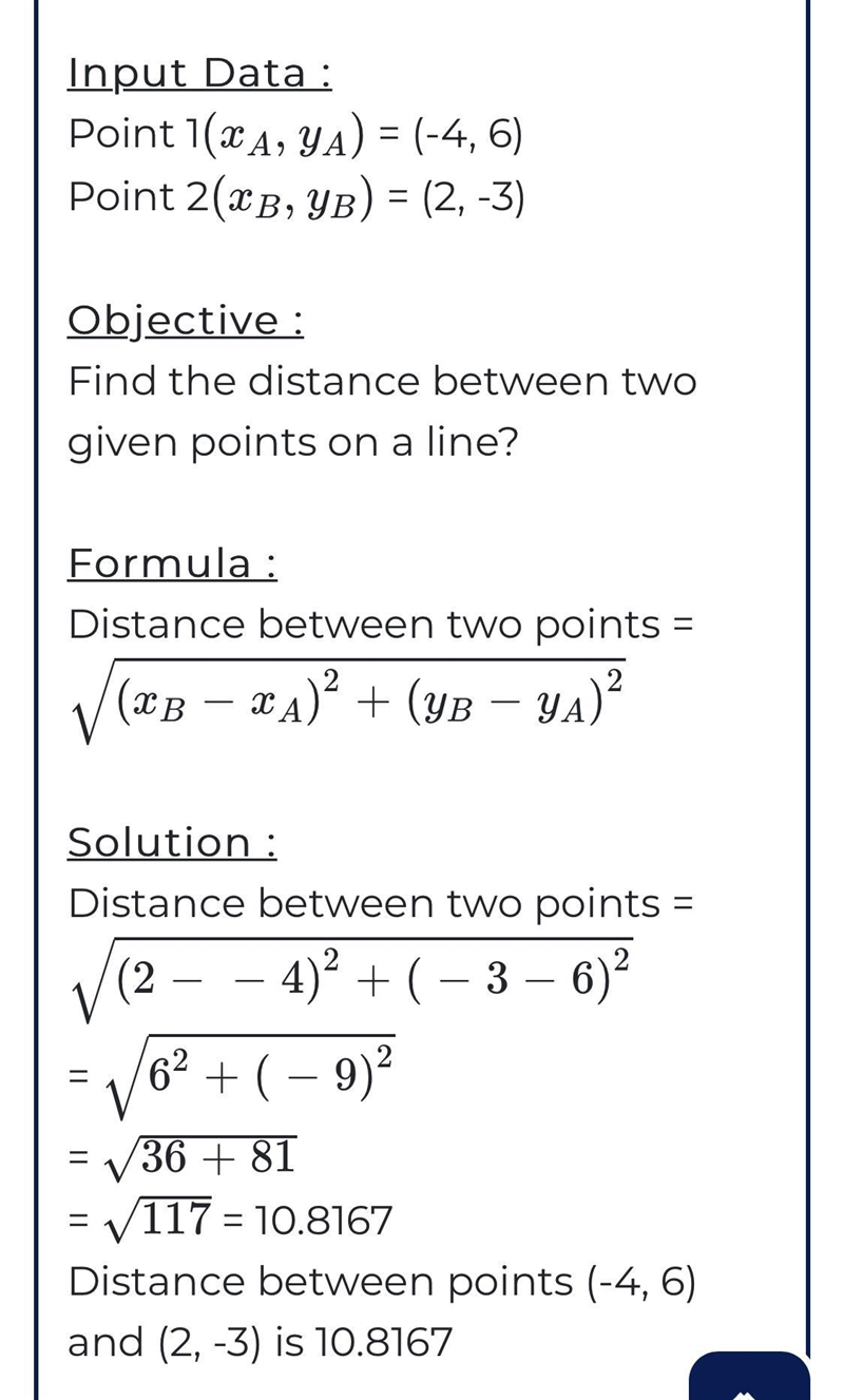 What is the distance between these points (-4,6) and (2,-3)-example-1