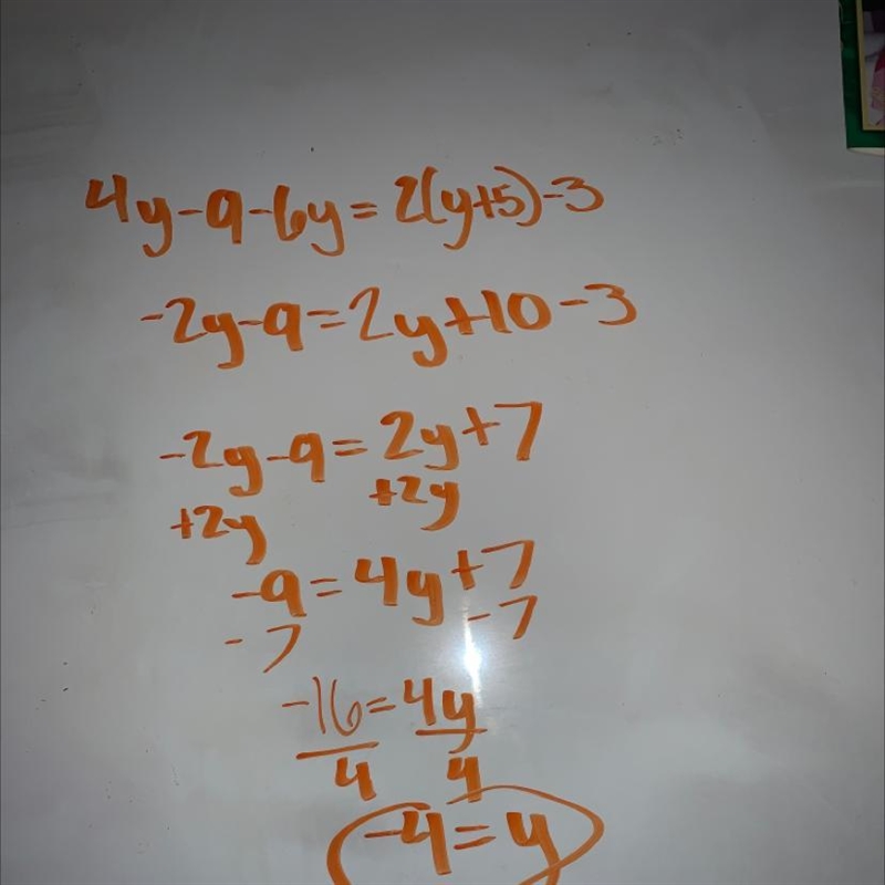 4y - 9 - 6y = 2(y + 5) - 3 solve for y-example-1