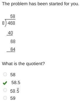 The problem has been started for you. 8 StartLongDivisionSymbol 468 EndLongDivisionSymbol-example-1