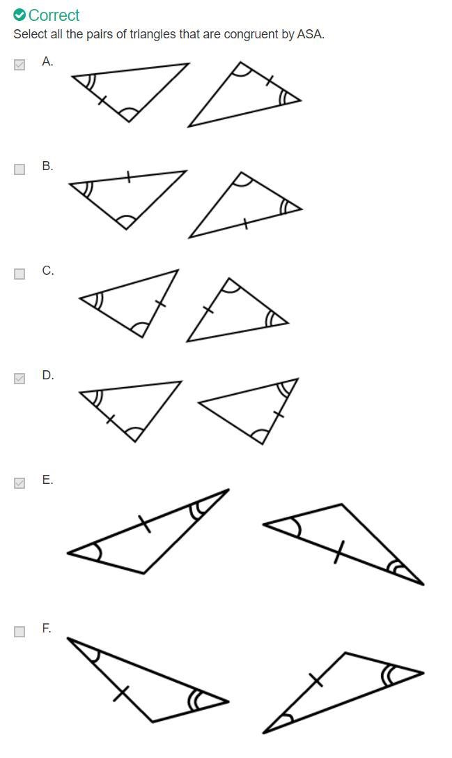 Which pair of triangles is congruent by ASA? Select all that apply.-example-1