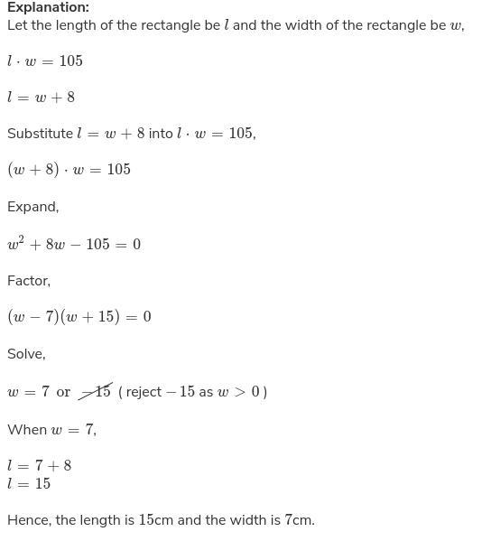 the length of a rectangle is 8 units greater than its width . find the dimensions-example-2