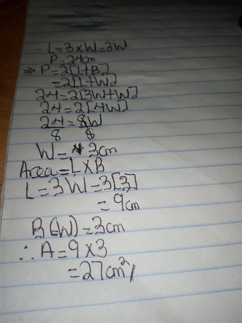 The length f a rectangle is 3 ties its width, the perimeter of it is 24cm. what is-example-1