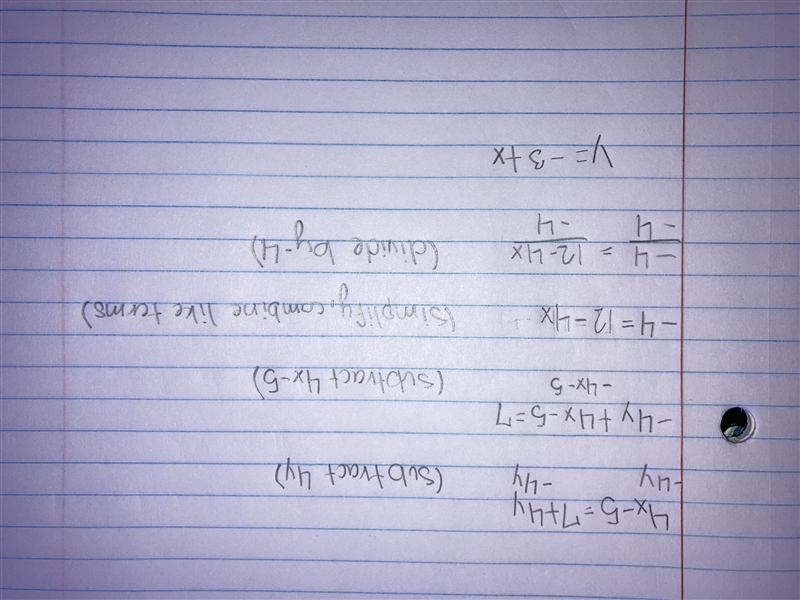 How do I solve 4x-5=7+4y for y-example-1