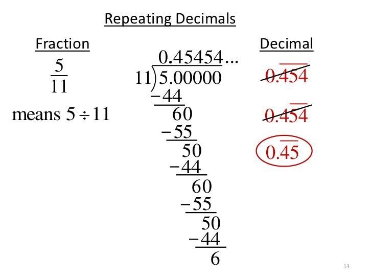 Convert to a decimal using long division: 5/11 AndHow did you decide when you have-example-1