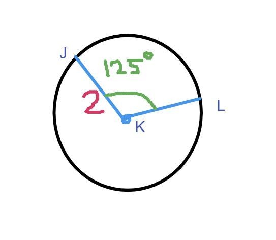 Determine the length of arc JL. A) 25/ 9 π B) 5 /13 π C) 25 /18 π D) 14 /17 π-example-1