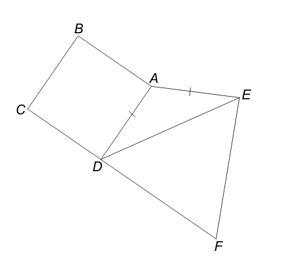 ABCD is a square Triangle DEF is equilateral Triangle ADE is isosceles AD= AE CDF-example-1