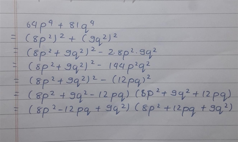 Plz help me solve this question algebraic expression 64p^4+81q^4-example-1