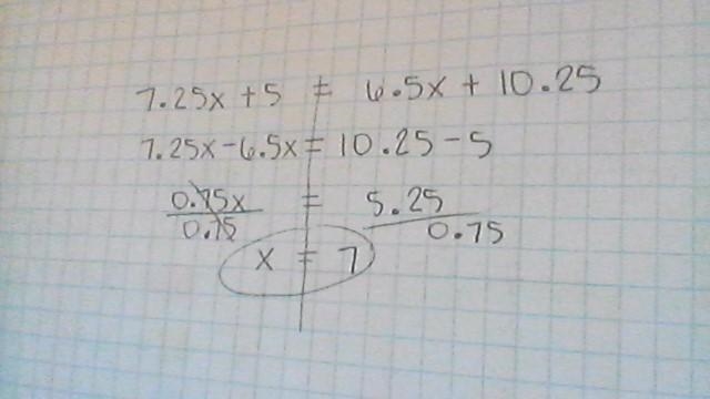 7.25h + 5 = 6.5h + 10.25-example-1