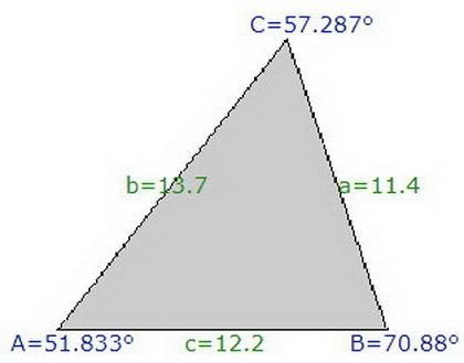 Find the solutions for a triangle with a 11.4, b =13.7, and c =12.2.-example-1