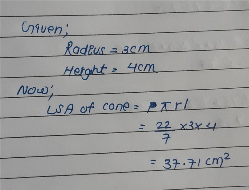 Find the lateral area of the cones in terms of pi-example-1