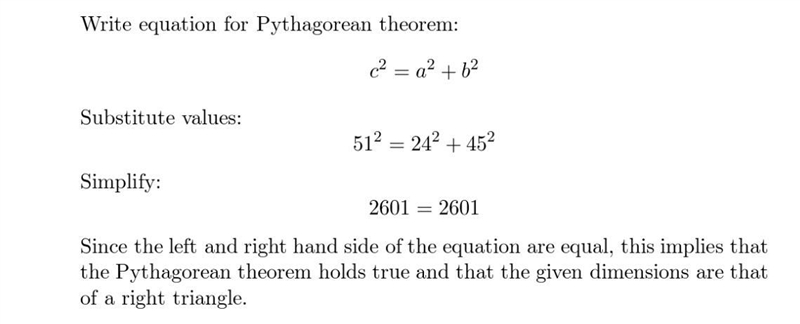 Is 24, 45, and 51 a right triangle?-example-1