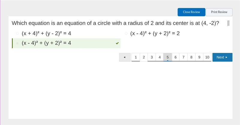 Which equation is an equation of a circle with a radius of 2 and its center is at-example-1