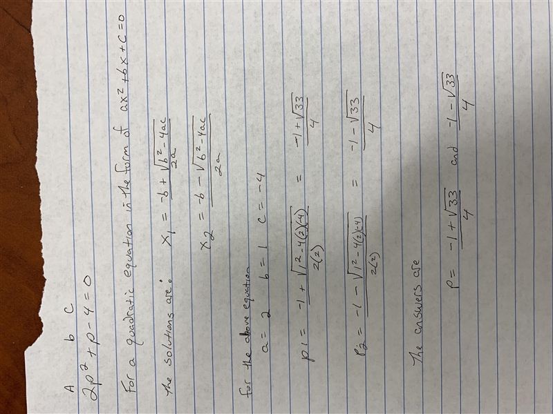 2p^2+p-4=0 Can someone please help and show how you did it I am not understanding-example-1