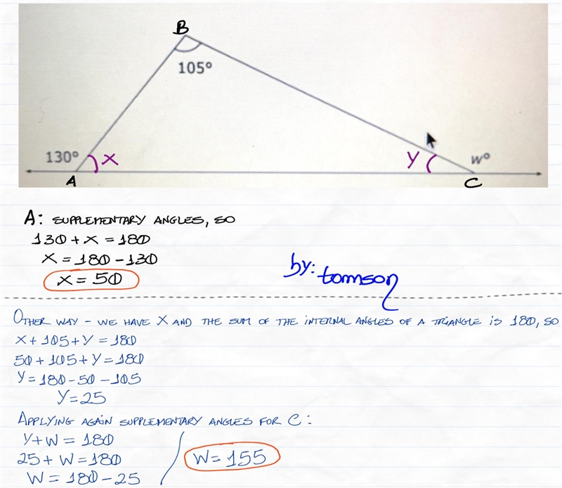 What is the measure of W in the figure-example-1