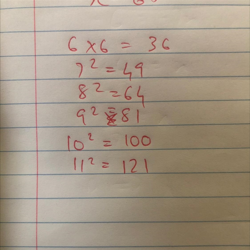 Write all perfect squares between 26 and 125​-example-1