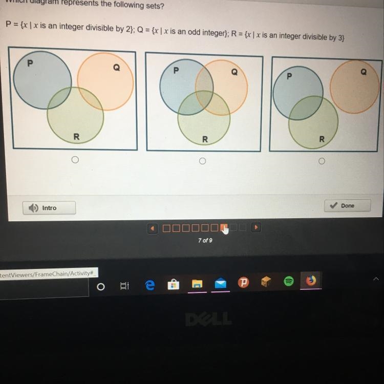 Which diagram represents the following sets? P=|xis an integer divisible by 2}: Q-example-1