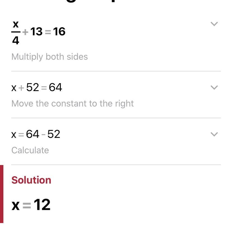 X/4+13=16 solve this-example-1