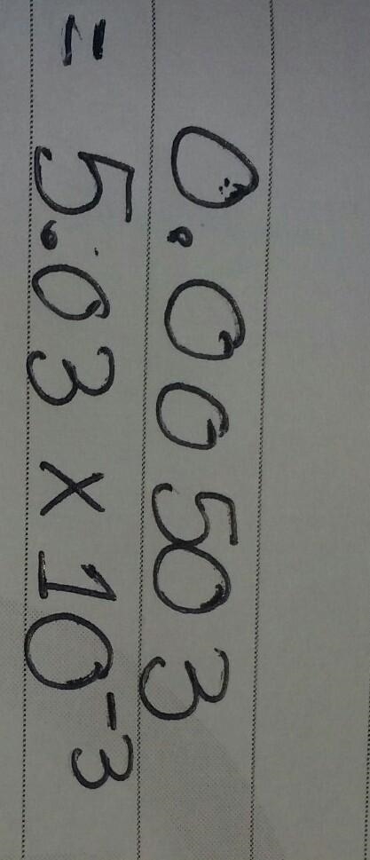 What is the power of 10 when 0.00503 is written in scientific notation no there are-example-1