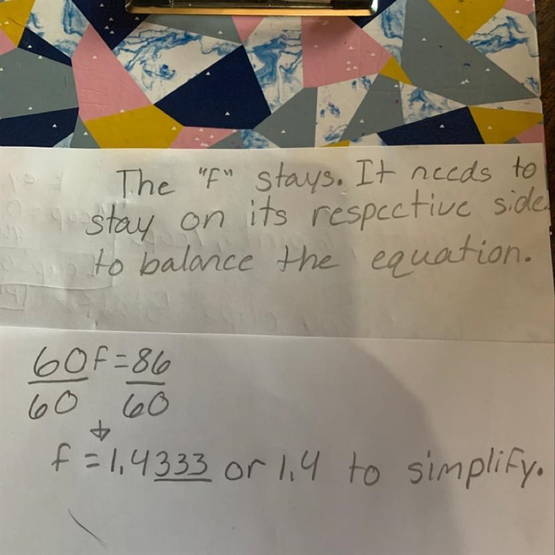 60f=86 and I need to divide 60 from both sides but I don’t know how-example-1