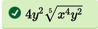 Which expression is equivalent to (32^2x^4y^12)^1/5-example-1