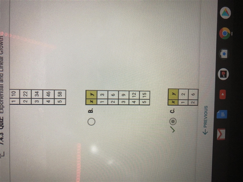 These tables of values represent continuous functions. In which table do the values-example-2