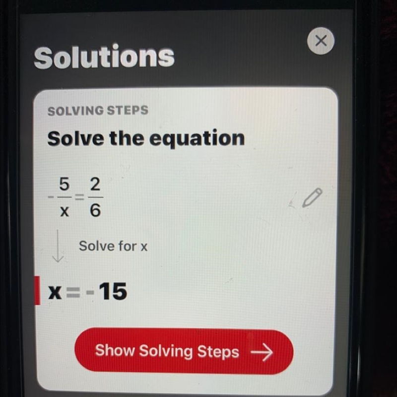 -5/x= 2/6 those are fractions btw-example-1