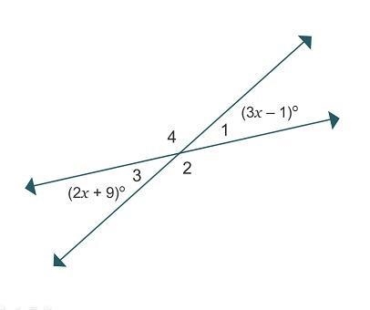 What are the numerical measures of each angle in the diagram? 1 and 3 measure degrees-example-1