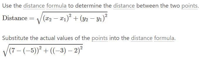 Find the distance between the points (-5,-2) and (7,3).-example-1