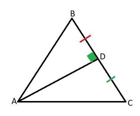 Andrew draws triangle ABC. He then constructs a perpendicular bisector from vertex-example-1